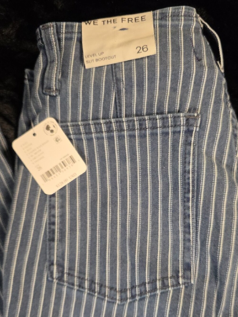 NWT Free People We The Free Level Up Faded Railroad Pinstripe Bootcut Jeans - Picture 4 of 7